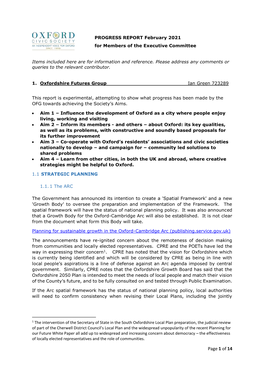 Of 14 Prepared Oxfordshire 2050 Plan and Including Meeting Jobs and Housing Growth Targets