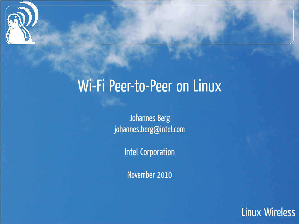 Wi-Fi Peer-To-Peer on Linux