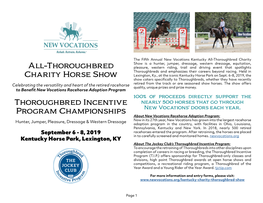 All-Thoroughbred Charity Horse Show Thoroughbred Incentive Program