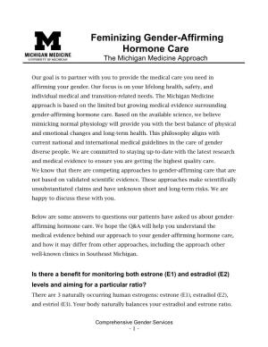 Feminizing Gender-Affirming Hormone Care the Michigan Medicine Approach