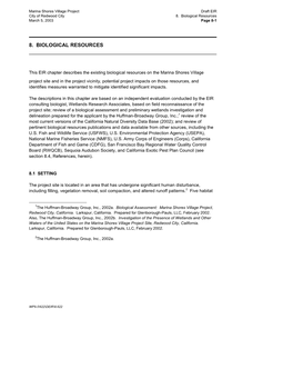 8. Biological Resources March 5, 2003 Page 8-1