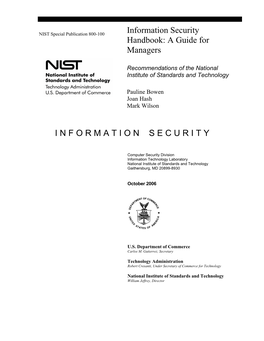 NIST SP 800-100, Information Security Handbook: a Guide for Managers