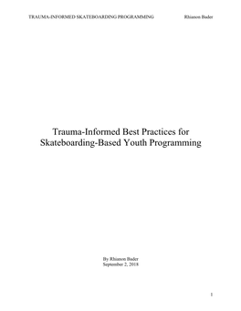 Trauma-Informed Best Practices for Skateboarding-Based Youth Programming