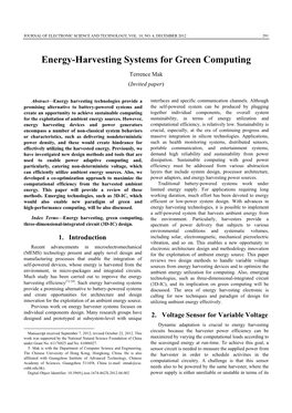 Energy-Harvesting Systems for Green Computing