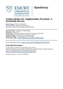 Antipsychotics for Amphetamine Psychosis. A