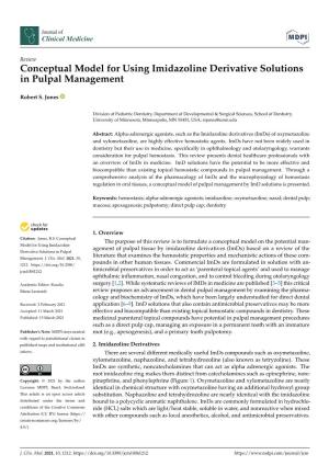 Conceptual Model for Using Imidazoline Derivative Solutions in Pulpal Management
