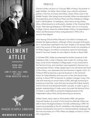 Clement Attlee Was Born on 3 January 1883 in Putney, the Seventh of Eight Children