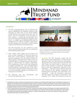 Mindanao Trust Fund1 Progress Report Number 392 Quarter: July to September 2015