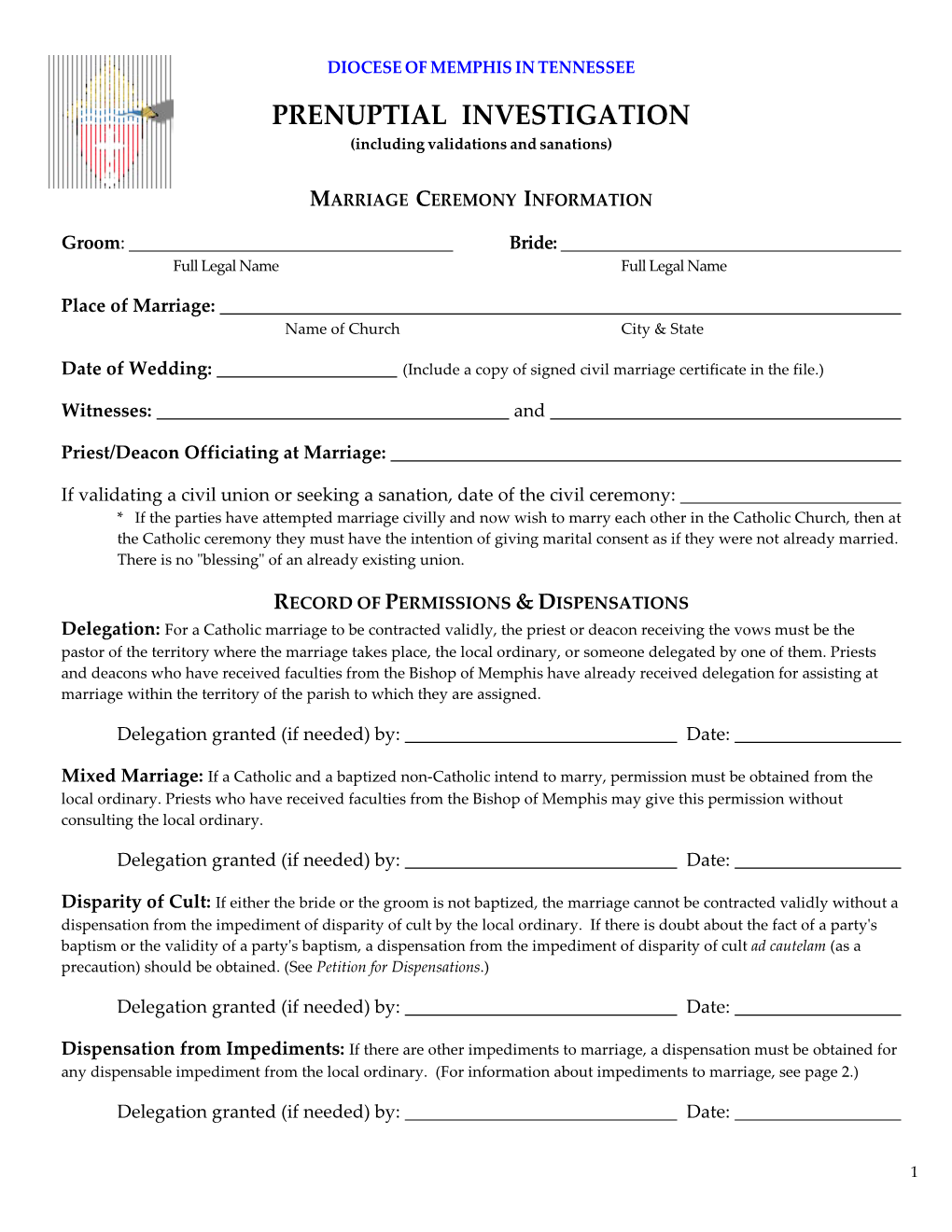 Prenuptial Investigation Form