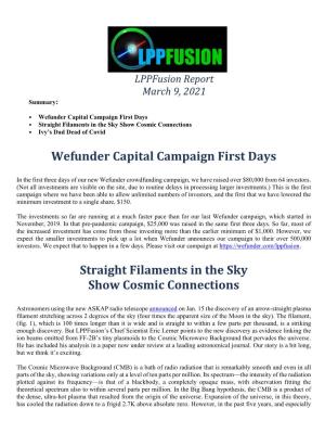 Wefunder Capital Campaign First Days Straight Filaments in the Sky