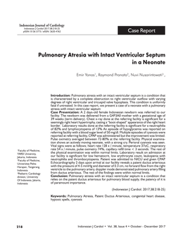 Pulmonary Atresia with Intact Ventricular Septum in a Neonate