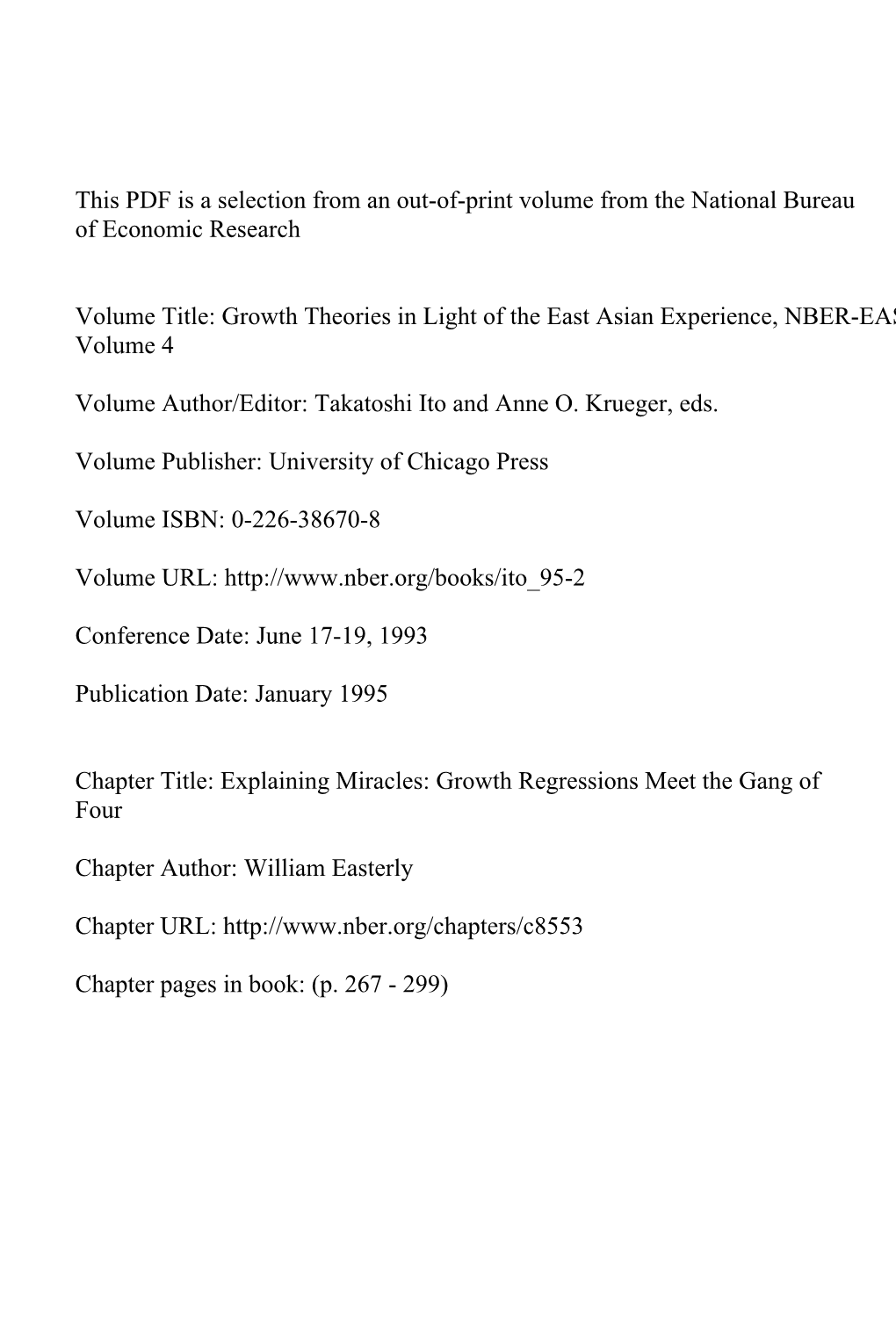 Explaining Miracles: Growth Regressions Meet the Gang of Four