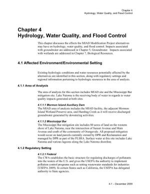 Chapter 4 Hydrology, Water Quality, and Flood Control