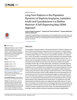 Long-Term Patterns in the Population Dynamics of Daphnia Longispina, Leptodora Kindtii and Cyanobacteria in a Shallow Reservoir: a Self-Organising Map (SOM) Approach