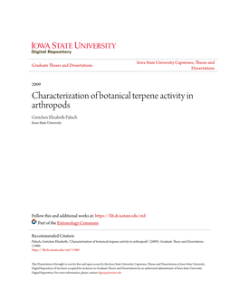 Characterization of Botanical Terpene Activity in Arthropods Gretchen Elizabeth Paluch Iowa State University