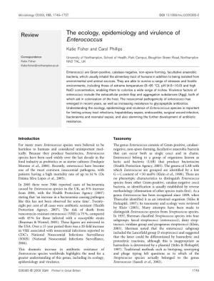 The Ecology, Epidemiology and Virulence of Enterococcus