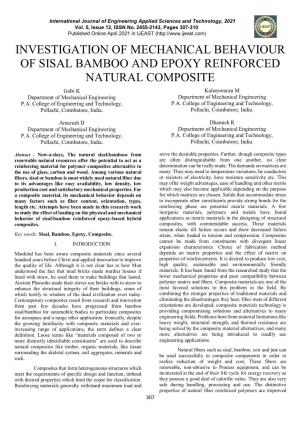 Investigation of Mechanical Behaviour of Sisal Bamboo and Epoxy Reinforced Natural Composite