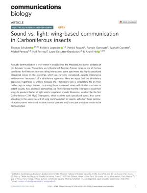 Wing-Based Communication in Carboniferous Insects