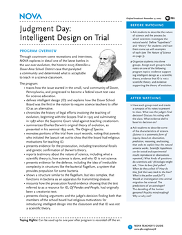 Judgment Day: Intelligent Design on Trial 2 NOVA Teacher’S Guide CLASSROOM ACTIVITY (Cont.) the Nature of Science