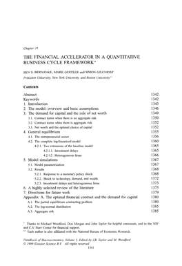 The Financial Accelerator in a Quantitative Business Cycle Framework*