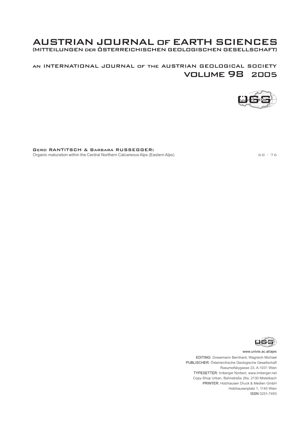 AUSTRIAN JOURNAL of EARTH SCIENCES Volume 98 2005