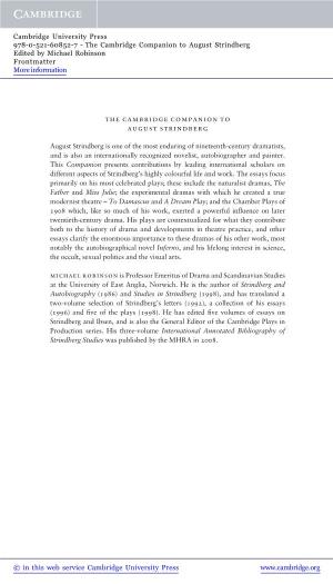 The Cambridge Companion to August Strindberg Edited by Michael Robinson Frontmatter More Information