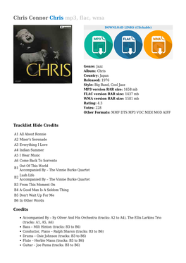 Chris Connor Chris Mp3, Flac, Wma