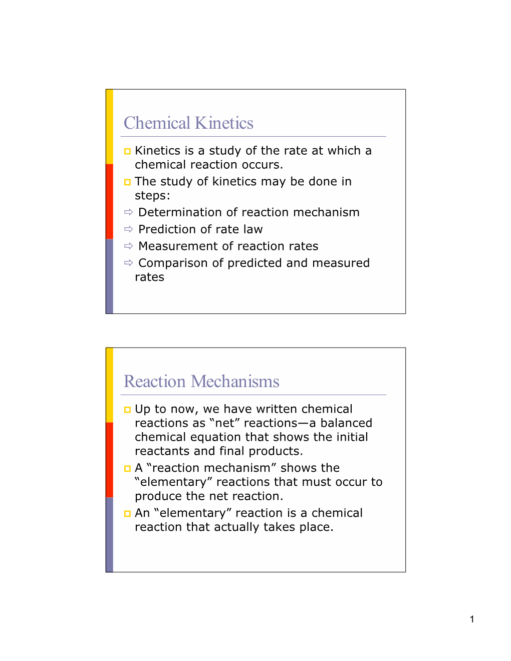 Chemical Kinetics Reaction Mechanisms