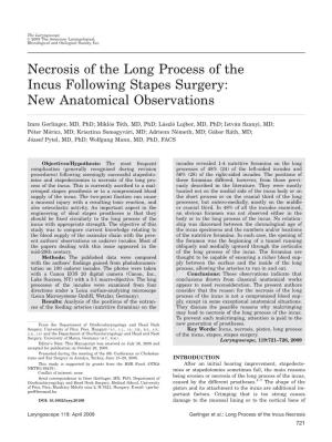 Necrosis of the Long Process of the Incus Following Stapes Surgery: New Anatomical Observations