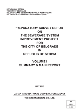 Preparatory Survey Report on the Sewerage System Improvement Project for the City of Belgrade in Republic of Serbia