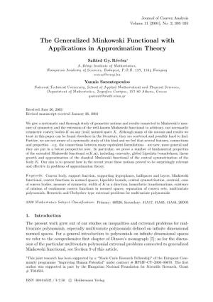 The Generalized Minkowski Functional with Applications in Approximation Theory