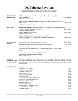 Tabetha Boyajian's CV