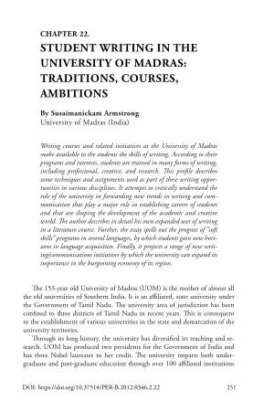 Student Writing in the University of Madras: Traditions, Courses, Ambitions