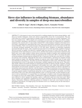 Sieve Size Influence in Estimating Biomass, Abundance and Diversity in Samples of Deep-Sea Macrobenthos