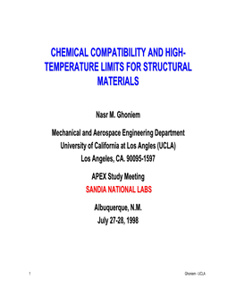 Chemical Compatibility and High Temperature Limits for Structural