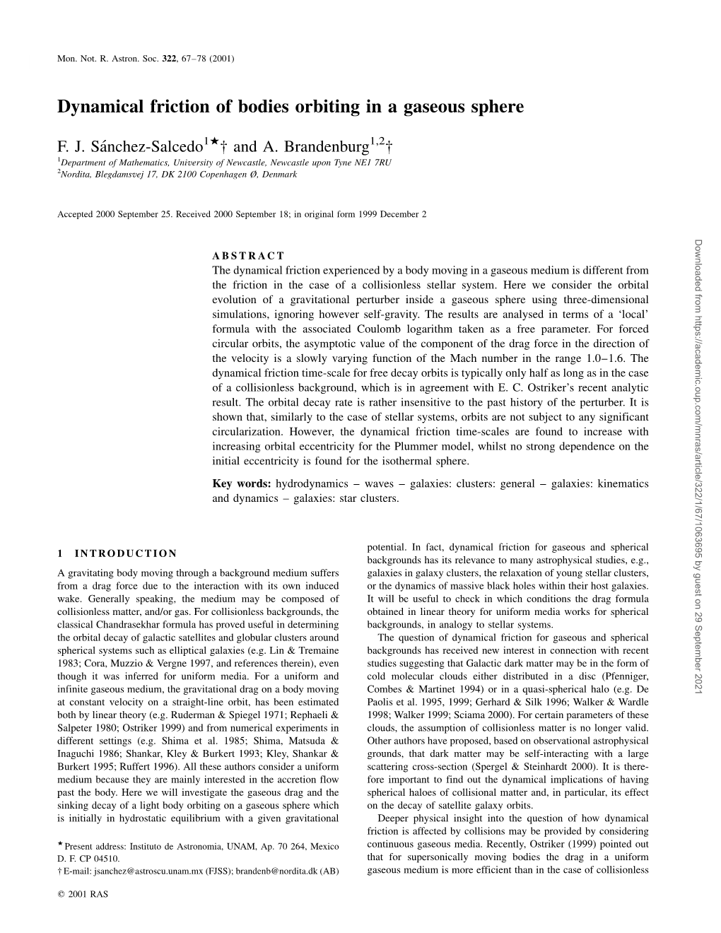 Dynamical Friction of Bodies Orbiting in a Gaseous Sphere