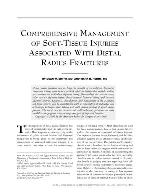 Comprehensive Management of Soft-Tissue Injuries Associated with Distal Radius Fractures