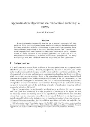 Approximation Algorithms Via Randomized Rounding: a Survey