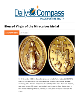 Blessed Virgin of the Miraculous Medal