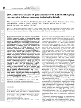 ONCOGENOMICS Mammary Luminal Epithelial Cells