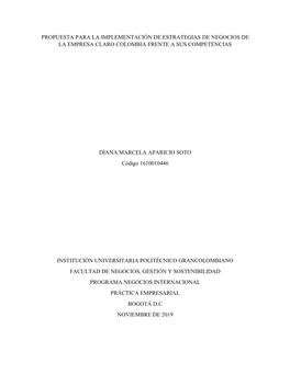 Propuesta Para La Implementación De Estrategias De Negocios De La Empresa Claro Colombia Frente a Sus Competencias