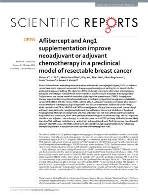 Aflibercept and Ang1 Supplementation Improve Neoadjuvant Or Adjuvant