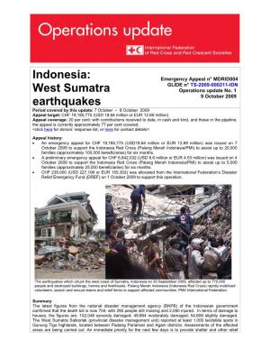 Indonesia: West Sumatra Earthquakes