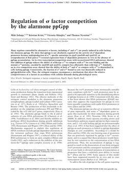 Regulation of Factor Competition by the Alarmone Ppgpp