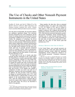 The Use of Checks and Other Noncash Payment Instruments in the United States