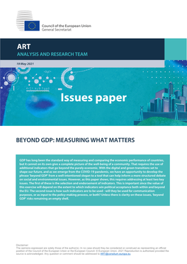 Beyond GDP-Measuring What Matters