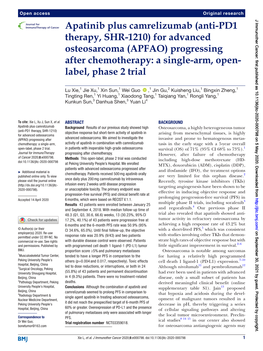 Apatinib Plus Camrelizumab (Anti-PD1 Therapy, SHR-1210)