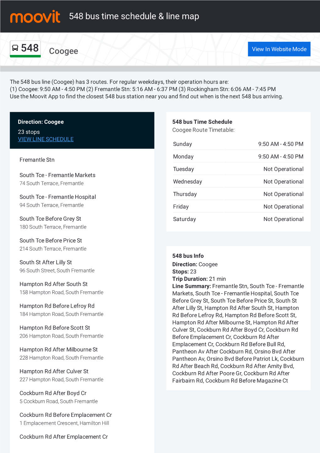 548 Bus Time Schedule & Line Route