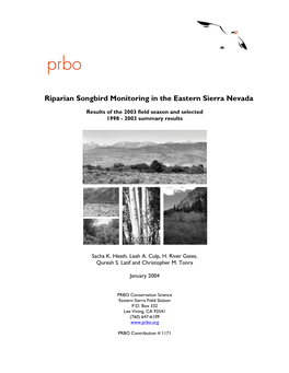 Riparian Songbird Monitoring in the Eastern Sierra Nevada