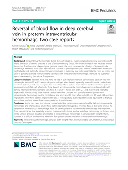 Reversal of Blood Flow in Deep Cerebral Vein in Preterm